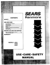Sears Kenmore 45320 Use, Care, Safety Manual