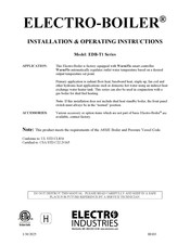 Electro Industries ELECTRO-BOILER EDB-T1-18-240-3 Installation & Operating Instructions Manual