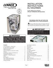 Lennox Elite EL195UH080NE48CK Installation Instructions Manual
