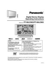 Panasonic PT50LCX63 - MULTI-MEDIA DISPLAY Operating Instructions Manual