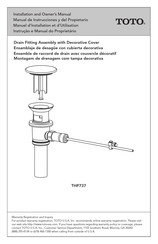 Toto KIWAMI LT477G 01 Series Installation And Owner's Manual