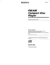 Sony EXCD-206 Operating Instructions Manual