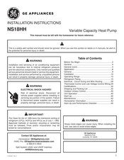GE NS18HH Installation Instructions Manual