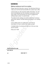 Siemens HB 10AB.20 Instructions For Use Manual