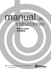 BALAY 3TW994B Instruction Manual And Installation Instructions