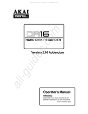 AKAI DIGITAL DR16 Operator's Manual