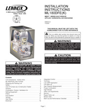 Lennox MERIT ML180DFE110E60CK Installation Instructions Manual