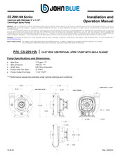 JOHN BLUE CS-200-HA12 Installation And Operation Manual