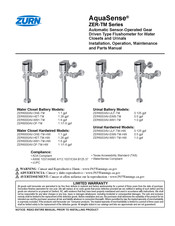 ZURN AquaSense ZER6000AV-TM Installation, Operation, Maintenance And Parts Manual