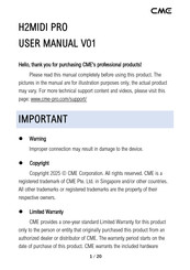 CME H2MIDI PRO User Manual