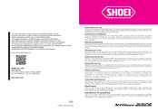 SHOEI 0105-0109-03 Instructions For Use Manual