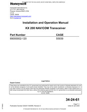 Honeywell KX 200 Installation And Operation Manual