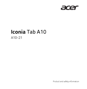 Acer A10-21 Product And Safety Information