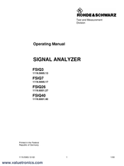 Rohde & Schwarz FSIQ7 Operating Manual