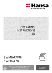 Hansa ZWM647IH Operating Instructions Manual