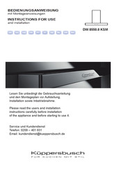 Kuppersbusch DW 8550.0 KSM Instructions For Use And Installation