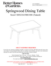 Better Homes and Gardens Springwood BHS336158813081 Manual
