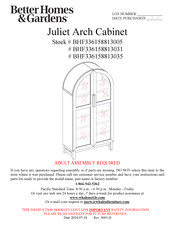 Better Homes and Gardens Juliet BHF336158813035 Manual