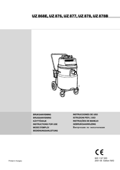 Nilfisk-Advance UZ 878B Instructions For Use Manual