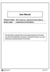 LG ETWCFRBC01 User Manual