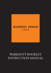 GIORGIO FEDON VJ52 Warranty Booklet Instruction Manual
