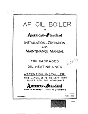 American Standard APT-130 Installation & Operation Manual