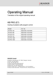 Binder KB PRO (E7) Series Operating Manual