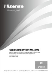 Hisense HWS054B1ASD User's Operation Manual