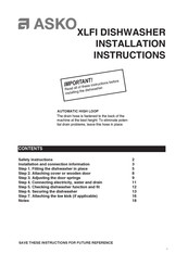 Asko XLFI Installation Instructions Manual