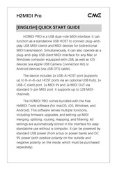CME H2MIDI PRO Quick Start Manual