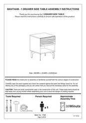 GFW BANTHAM SIDE TABLE Assembly Instructions Manual