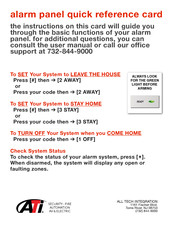 Honeywell VISTA Quick Reference Card