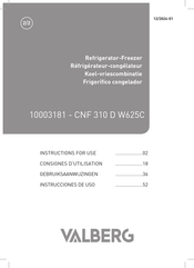 VALBERG CNF 310 D W625C Instructions For Use Manual