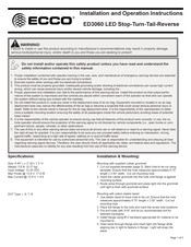 Ecco ED3060 Installation And Operation Instruction Manual