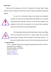 HVTest UHV-341 Instruction Manual