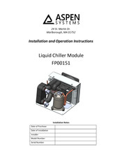 Aspen FP00151 Assembly, Installation And Operation Instructions