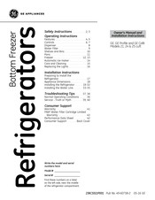 GE Profile PNE25NGLKWW Owner's Manual And Installation Instructions