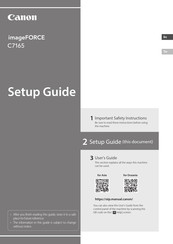 Canon imageFORCE C7165 Setup Manual