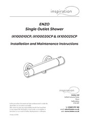 intatec inspiration ENZO IX100010CP Installation And Maintenance Instructions Manual