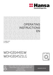 Hansa WDHG814481W Operating Instructions Manual