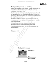 Bosch HBC86K7 0 Series Instruction Manual