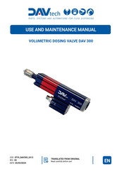 DAV TECH DAV 300 Use And Maintenance Manual