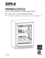 Zephyr Presrv Pro PRPB24C01CG Use, Care And Installation Manual