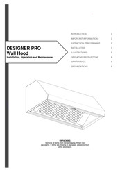Subzero WOLF DESIGNER PRO ICBPW602418I Installation, Operation And Maintenance Manual