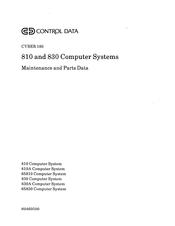 Control Data Corporation CYBER 180 810AC Maintenance And Parts Manual