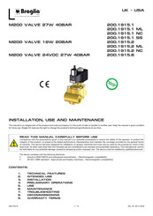 Braglia 200.1915.1 NC Directions For Installation, Use And Maintenance