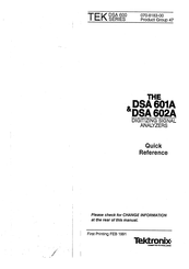 Tektronix DSA 601A Quick Reference