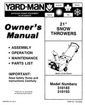 MTD YARD-MAN 310183 Owner's Manual