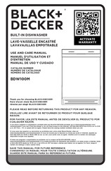 Black & Decker BDW100M Use And Care Manual