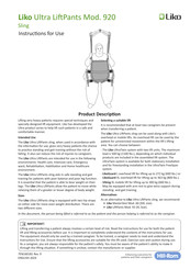 Hill-Rom Liko Ultra LiftPants 920 Instructions For Use Manual